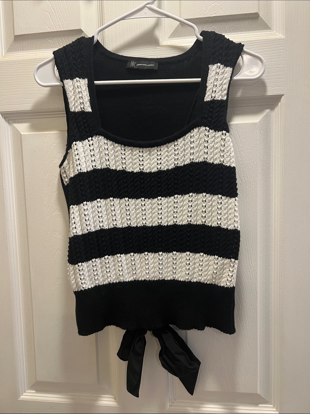 INC International Concepts Black and White Striped Tie-Back Tank